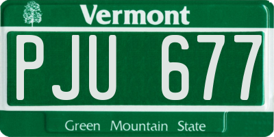 VT license plate PJU677
