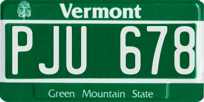 VT license plate PJU678