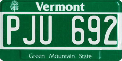 VT license plate PJU692