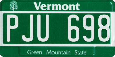 VT license plate PJU698