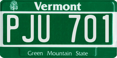 VT license plate PJU701