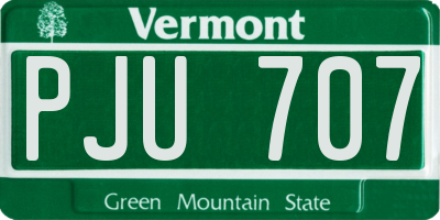 VT license plate PJU707