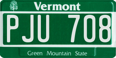 VT license plate PJU708
