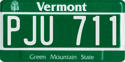 VT license plate PJU711