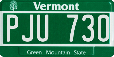 VT license plate PJU730