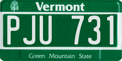 VT license plate PJU731