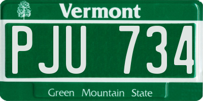 VT license plate PJU734