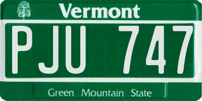 VT license plate PJU747