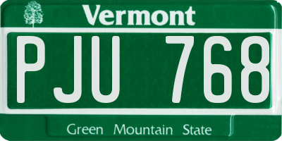 VT license plate PJU768