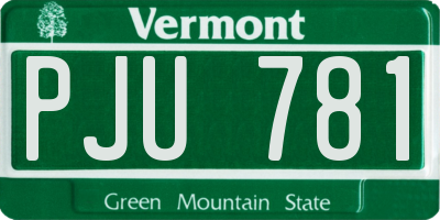 VT license plate PJU781