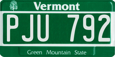 VT license plate PJU792