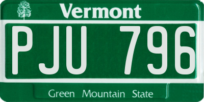 VT license plate PJU796