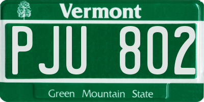 VT license plate PJU802