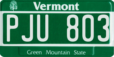 VT license plate PJU803
