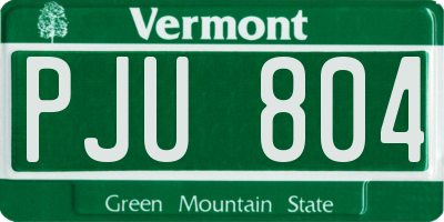 VT license plate PJU804