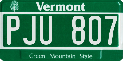 VT license plate PJU807
