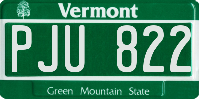 VT license plate PJU822