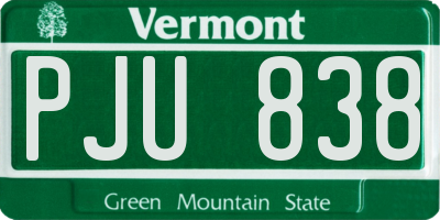 VT license plate PJU838