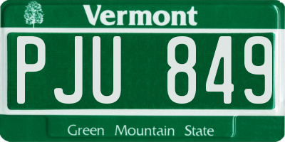 VT license plate PJU849