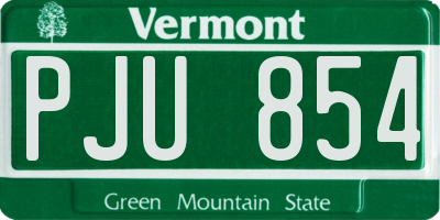 VT license plate PJU854