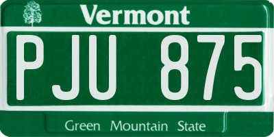 VT license plate PJU875