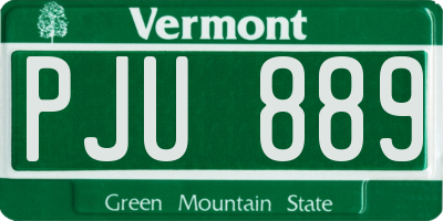 VT license plate PJU889