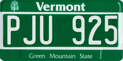 VT license plate PJU925