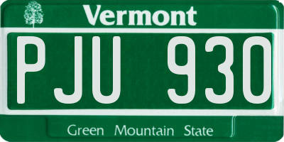 VT license plate PJU930