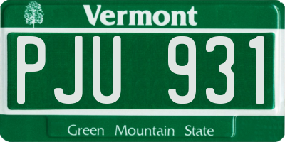 VT license plate PJU931