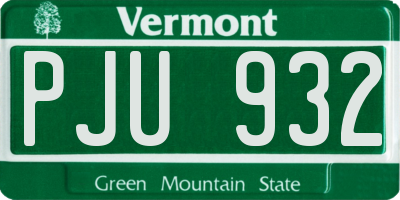 VT license plate PJU932
