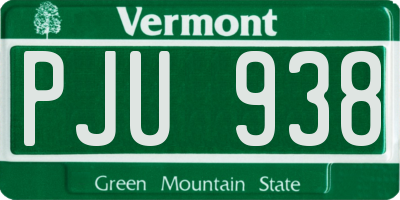 VT license plate PJU938