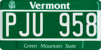 VT license plate PJU958