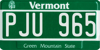 VT license plate PJU965