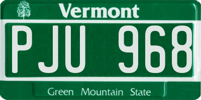 VT license plate PJU968