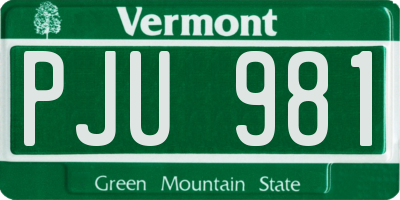 VT license plate PJU981