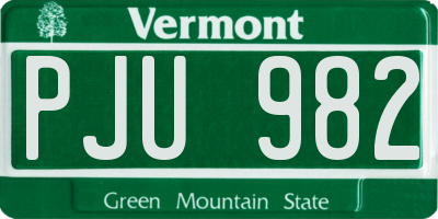 VT license plate PJU982
