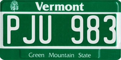 VT license plate PJU983