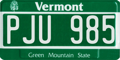 VT license plate PJU985