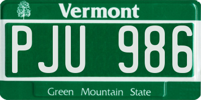 VT license plate PJU986