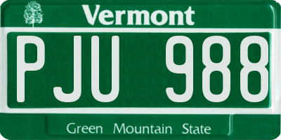 VT license plate PJU988