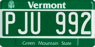 VT license plate PJU992