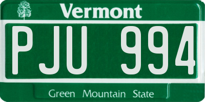 VT license plate PJU994