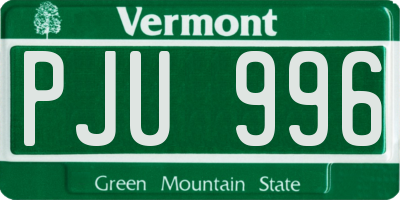 VT license plate PJU996