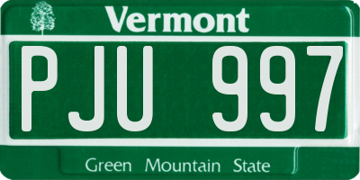 VT license plate PJU997