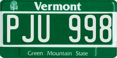 VT license plate PJU998