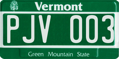 VT license plate PJV003