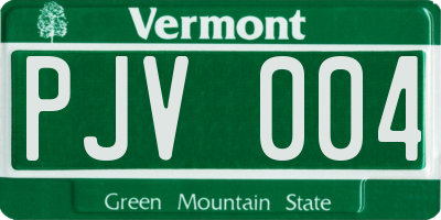 VT license plate PJV004