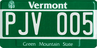 VT license plate PJV005