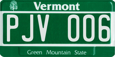 VT license plate PJV006