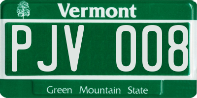VT license plate PJV008